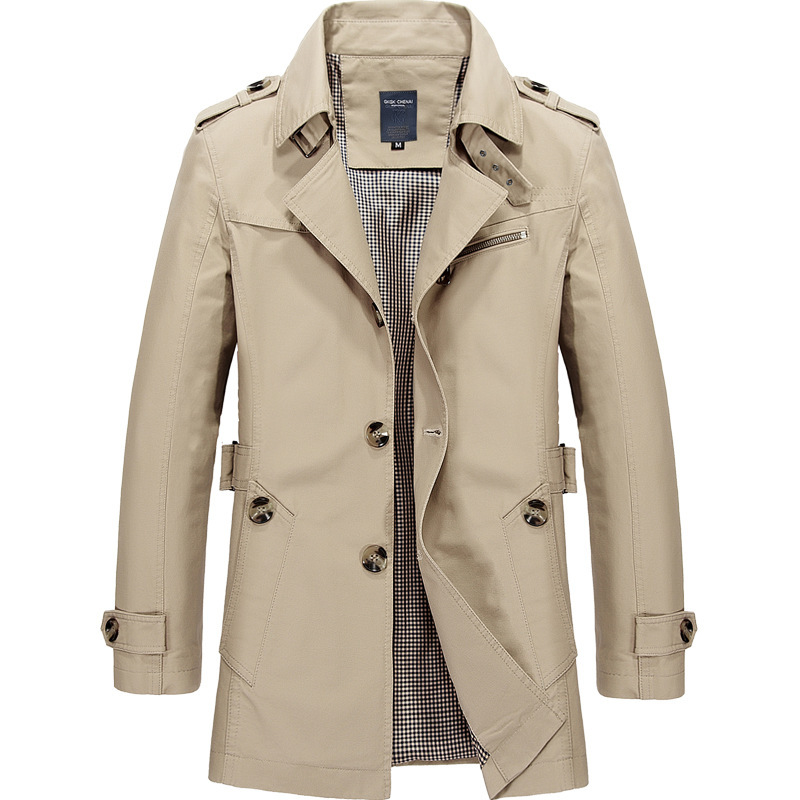 Men'S Fashion X - Gabardina Casual de Algodón para Hombre,