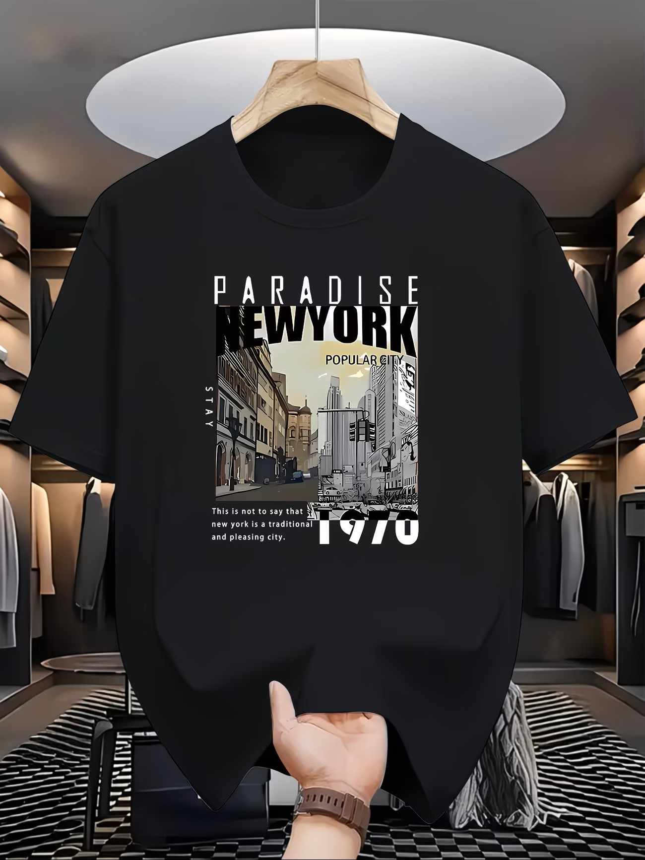 Men'S Fashion New York - Camiseta de manga corta regular con