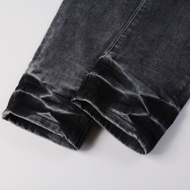 Men'S Fashion Grey Jeans - Pantalones casuales negros y grises de