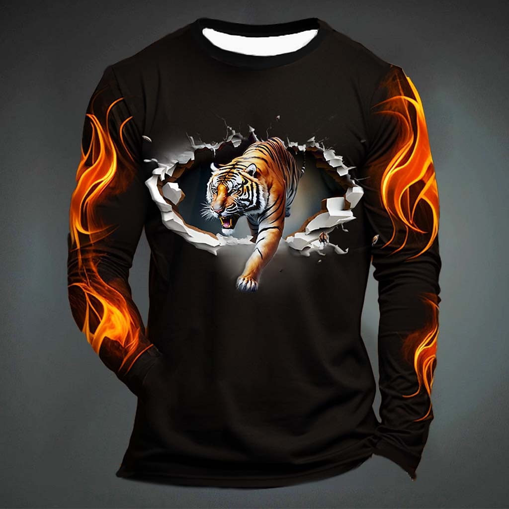 Mens Fashion Clothes - Camiseta divertida con estampado de tigre