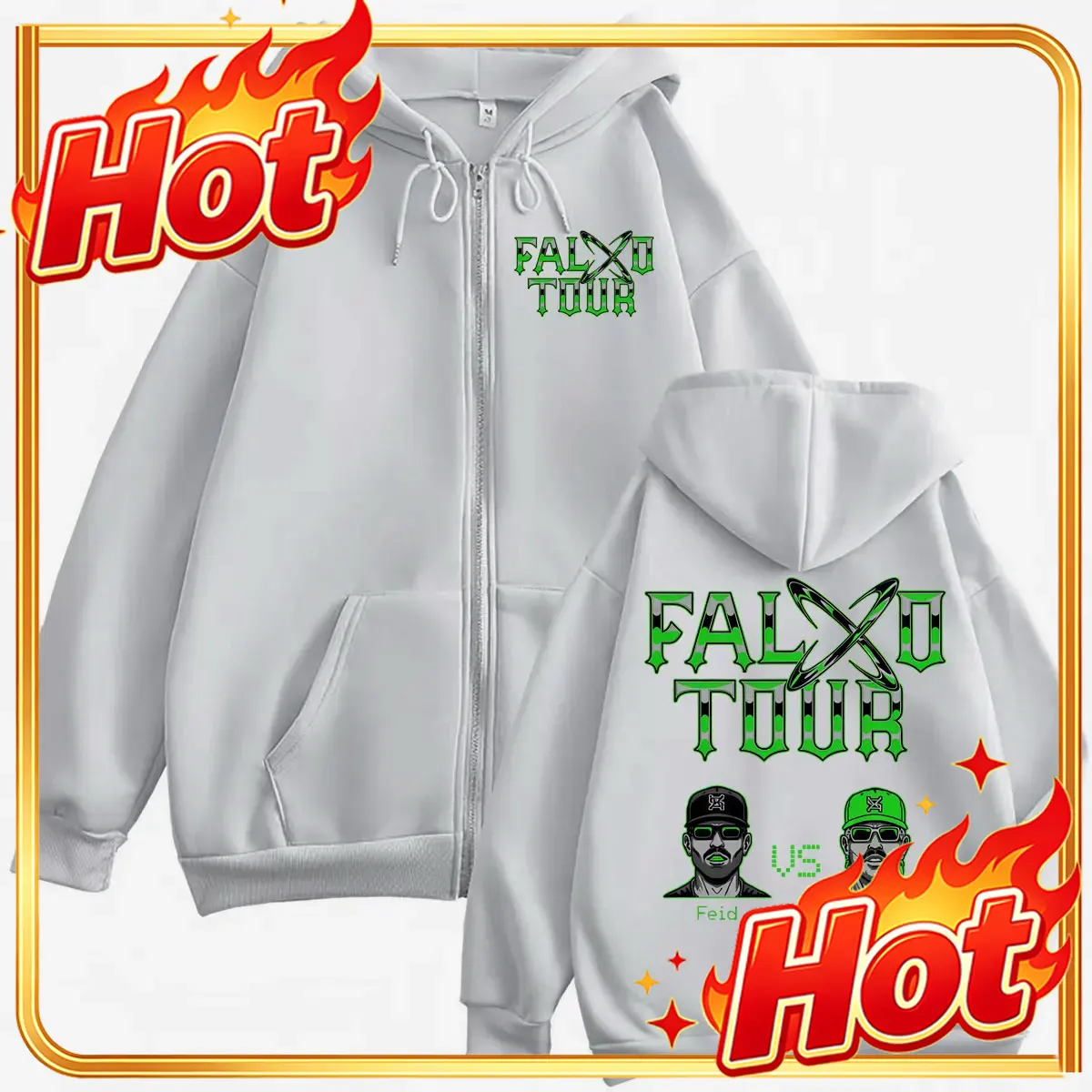 Mens Fashion Zip Up Hoodies - Sudadera con capucha y cremallera Feid