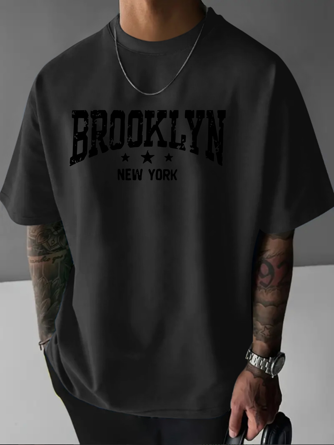 Camiseta de manga corta con cu - Men'S Fashion New York reseña y precio