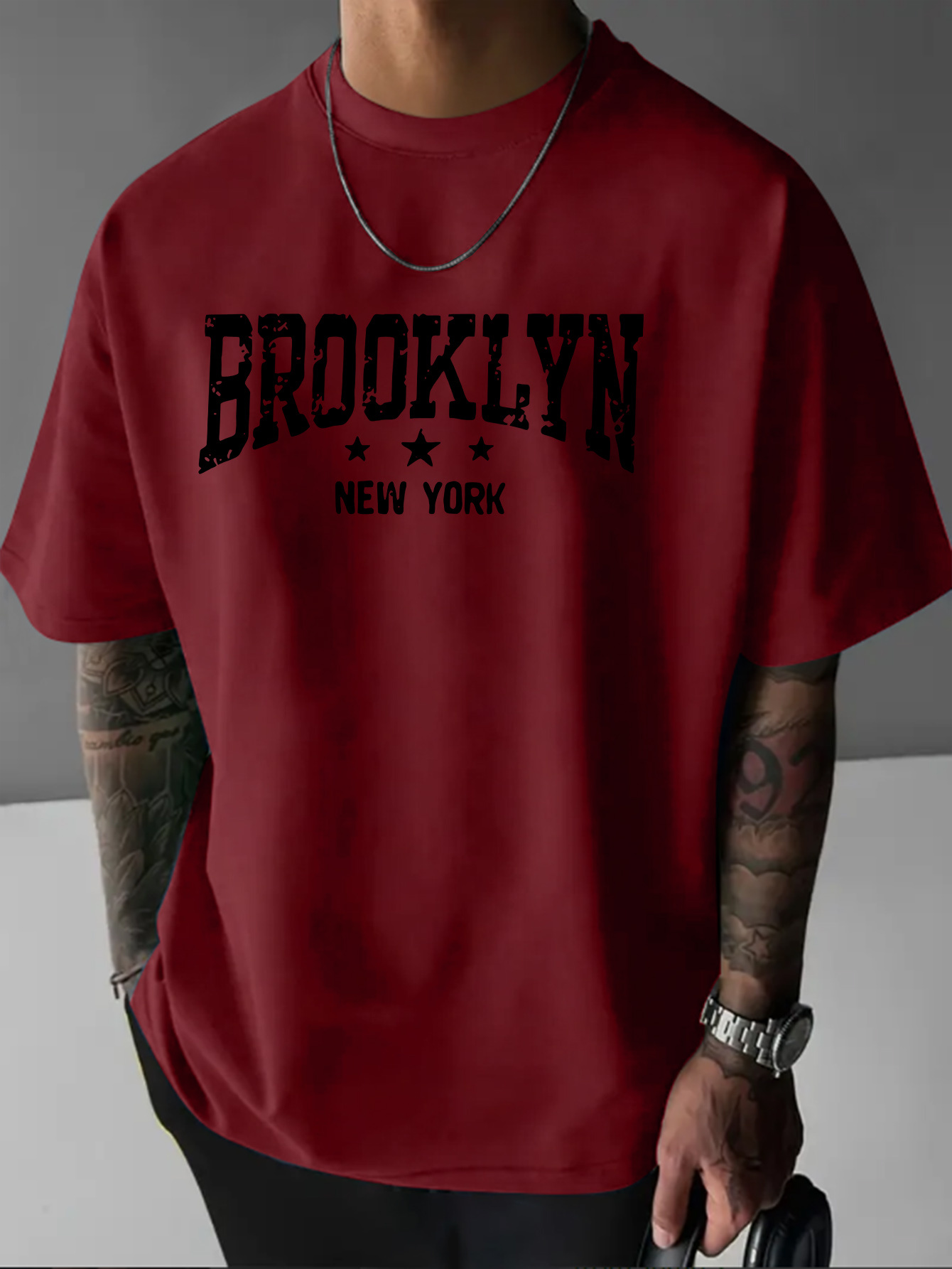 Camiseta de manga corta con cu - Men'S Fashion New York reseña y precio