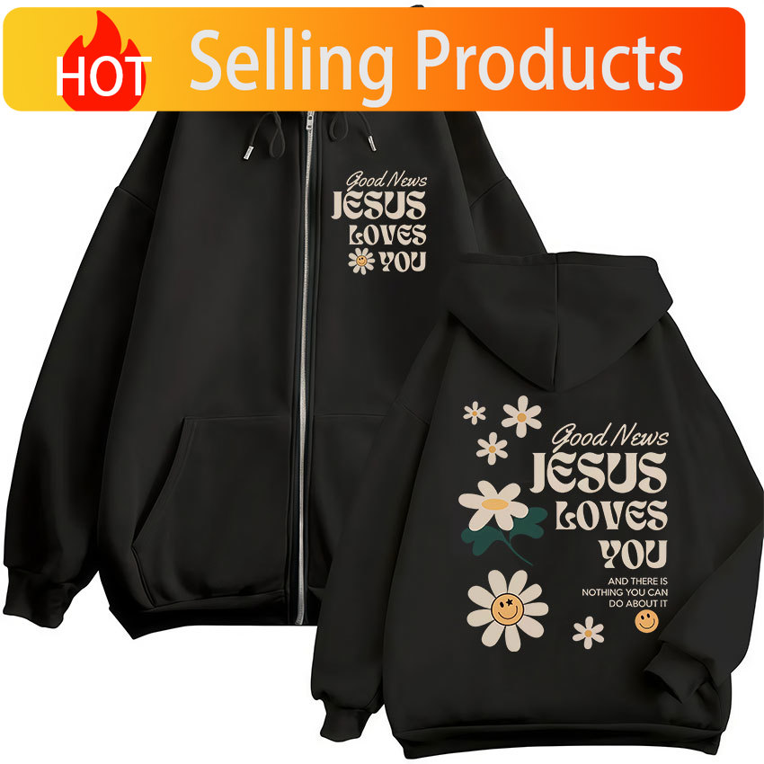 Buenas noticias, Jesús te ama, - Mens Fashion Zip Up Hoodies reseña y precio