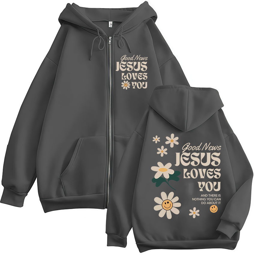 Buenas noticias, Jesús te ama, - Mens Fashion Zip Up Hoodies reseña y precio