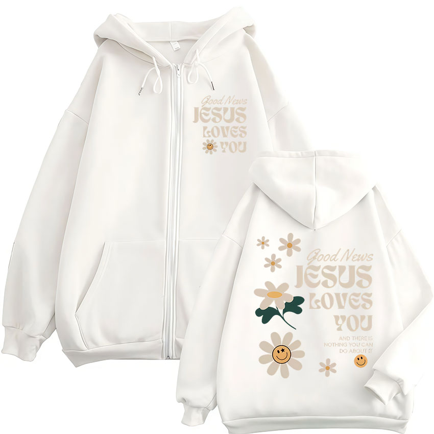 Buenas noticias, Jesús te ama, - Mens Fashion Zip Up Hoodies reseña y precio