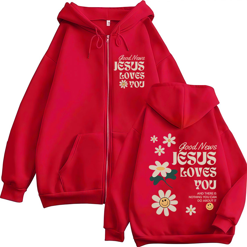 Buenas noticias, Jesús te ama, - Mens Fashion Zip Up Hoodies reseña y precio