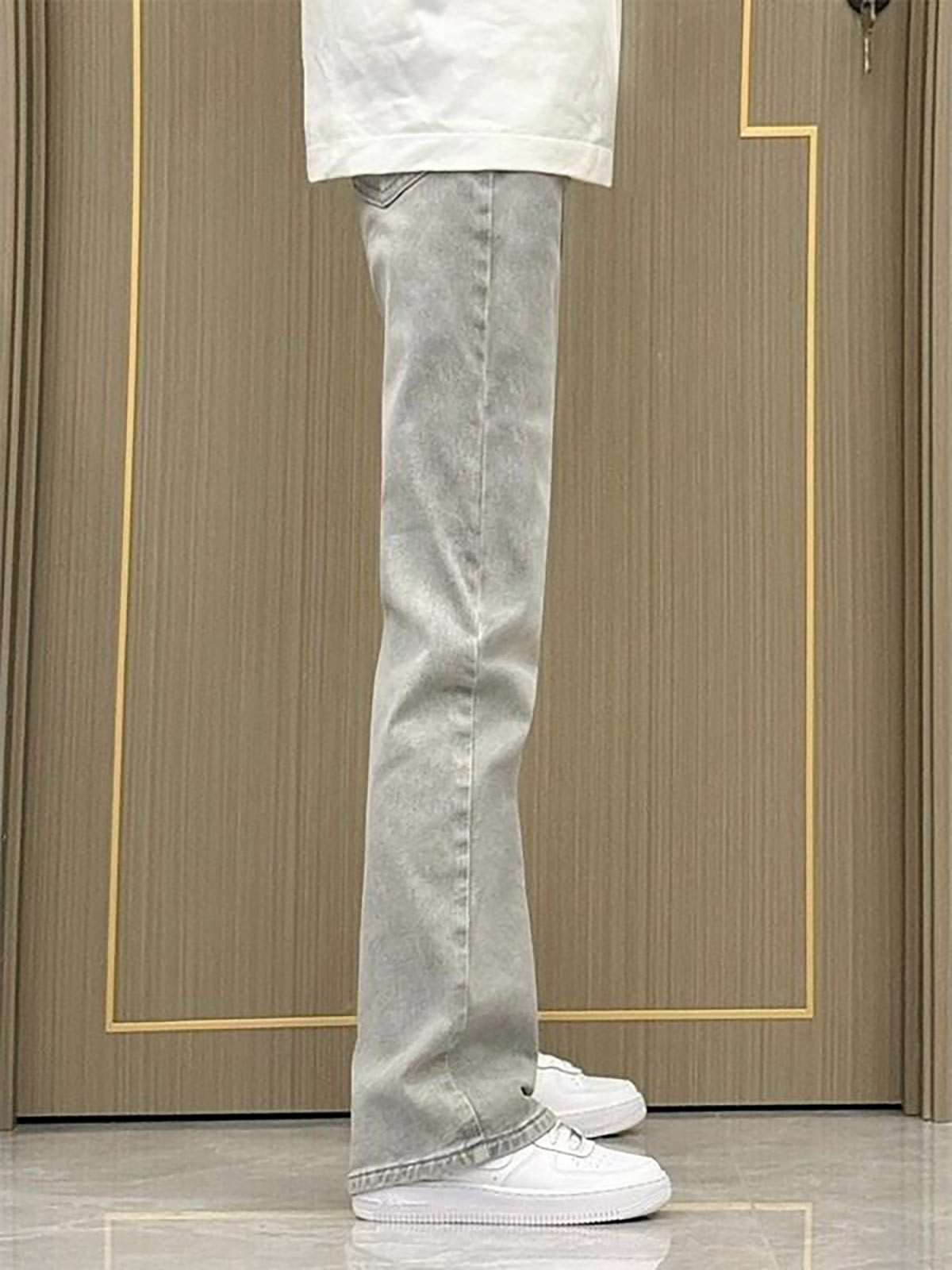 Jeans de Pierna Recta Color Gr - Men'S Fashion Grey Jeans reseña y precio
